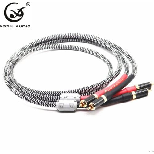 XSSH Audio HI-end HiFi High Quality Video DIY 8N OFC Copper 2 core Silver Plated Audio RCA to RCA Audio shield cable