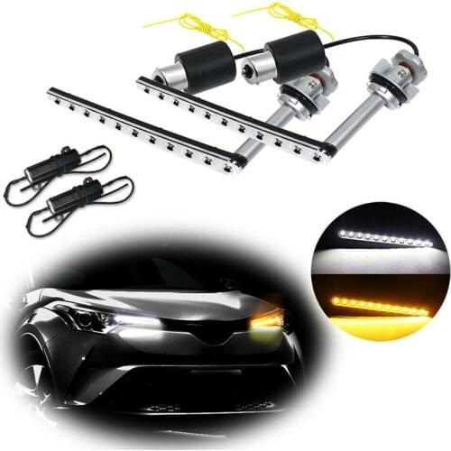 Car LED DRL Turning Flashing Signal Yellow Light Daytime Running Light for Toyota C-HR 2017-2019