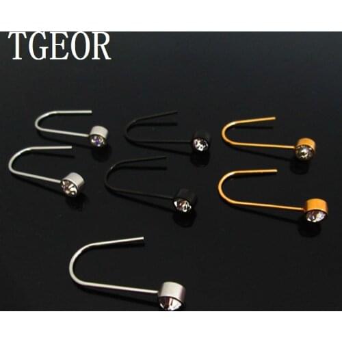 Free shipping 1 pair surgical Stainless Steel gem crystal tragus piercing earring