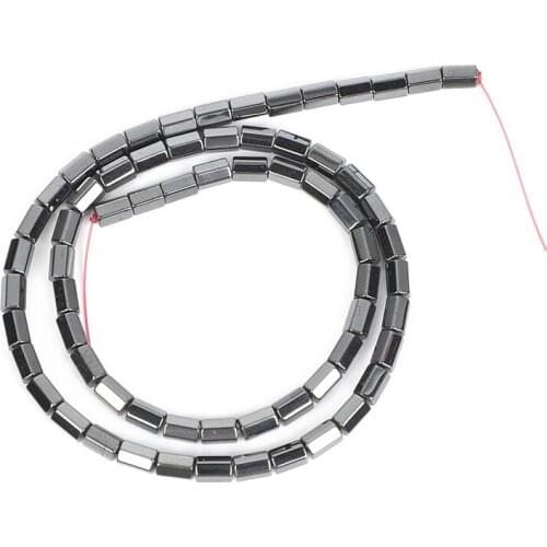 2-8mm Hexagon Tube Black Hematite Bead Natural Stone Beads For Jewelry Making DIY Loose Space Beads Necklace Bracelet Handmade