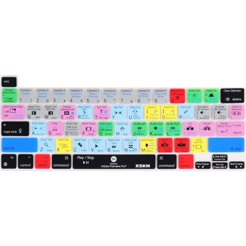 XSKN Premiere Pro CC Shortcuts Keyboard Cover Skin for A2251 A2289 US Version 2020 New MacBook Pro 13 inch Touch Bar & Touch ID