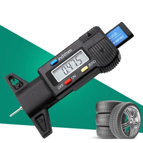 Black High-Precision Digital Tread Depth Gauge for Car 0-25.4MM Tyre Gauge Tire Pressure Wear Detection Car Safety Measurer Tool