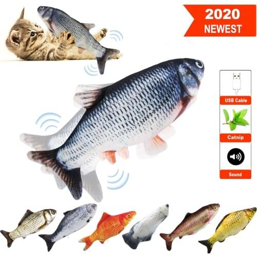 Pet Electric Moving Fish Cat Toy Realistic Plush Simulation Electric Wagging Fish Kid Toy Catnip Kicker Toy For Kitten Kitty Pet