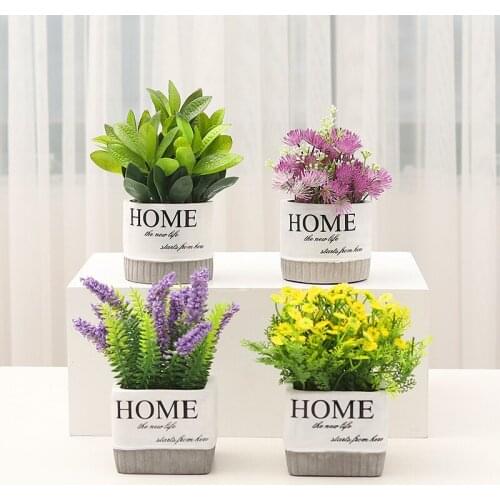 Artificial Lavender Gypsophila Fake Flowers with Pots Living Room Garden Decor Bonsai Desk Balcony Home Decoration Accessories