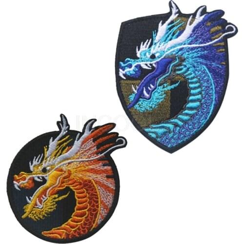 Chinese Dragon Embroidery Patches Tactical Patch Hook & Loop Emblem Embroidered Badges for Jackets Jeans Backpack Cap