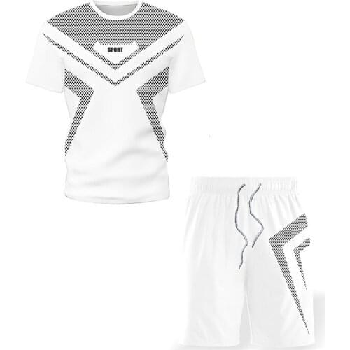 2021 Summer New Sets Tracksuit Men Sweatshirt Outfit Sportswear O-Neck T-Shirt Male Set Pullover Two Piece Casual Man Tshirts