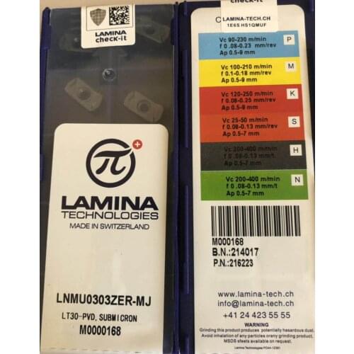 LNMU0303ZER MJ LT30 10pcs 50pcs swiss-made LAMINA Carbide insert Processing: stainless steel, steel, cast iron, etc