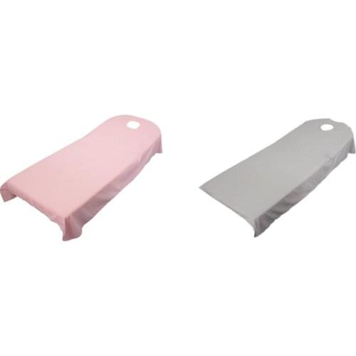 2pcs Soft Massage Bed Cover SPA Table Sheet With Face Hole Grey/Pink