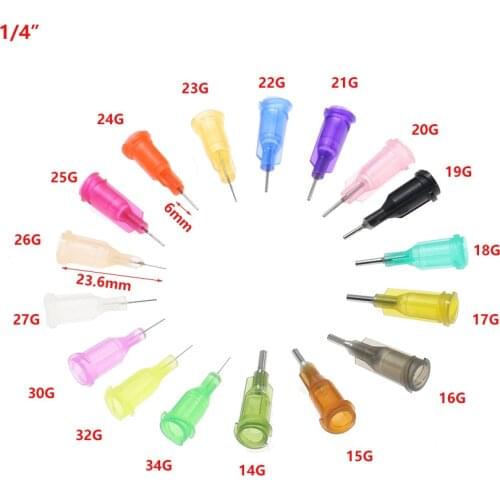25pcs 14 -34G 1/4 Luer Lock Blunt Syringe Tip Screw Needle Precision Liquid Dispenser Gauge Glue Dispensing