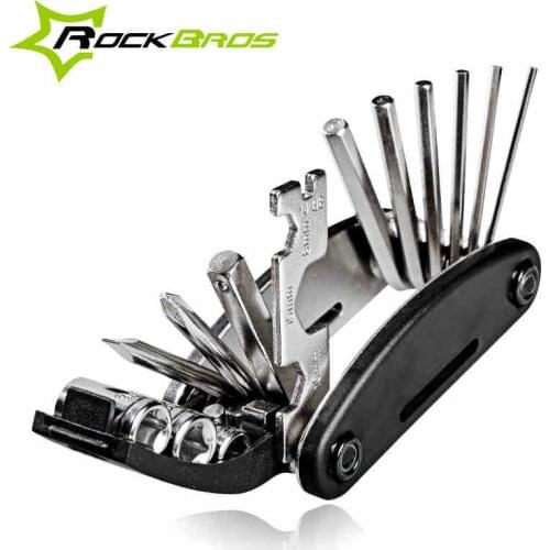 Rockbros 16 in 1 Bike Bicycle Multi Repair Tool Set Kit Hex Spoke Cycle Screwdriver Tool Wrench Mountain Cycle Tool Sets Black