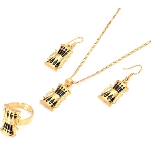 Handmade crystal BAG Pendan Necklaces Earrings Gold Color PNG Jewellery Set Papua New Guinea Wedding party women girls gifts