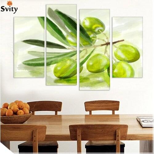2015 New Printed spray painting wall pictures for kitchen 4 Panel Canvas Art Fruits Modern living room decoration still life