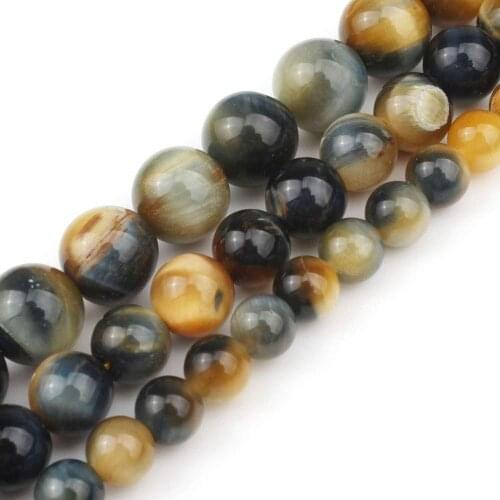 Natural Stone Dream Lace Yellow Blue Tiger Eye Agates Beads 15" Loose Strand 4-12MM For Jewelry Making DIY Necklace Bracelet