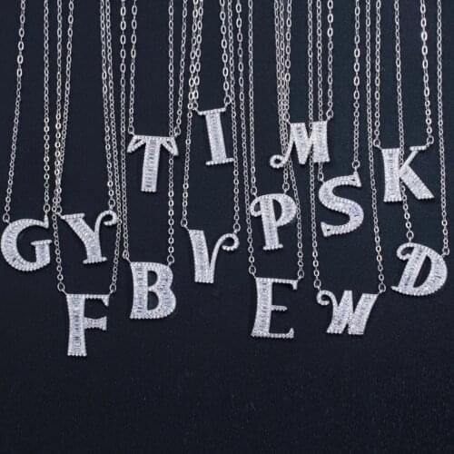 Pera Simple Fashion CZ 26 Letter Alphabet Initial Free Combination Charm Pendant Necklace for Women Jewelry Accessories P003