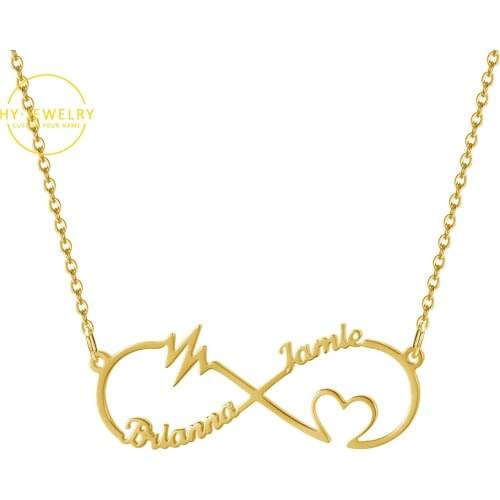 Custom Name Necklace With Infinite Personalized Heart Pulse Name Necklace For Best Friend Gift Gold Stainless Steel Charm Choker