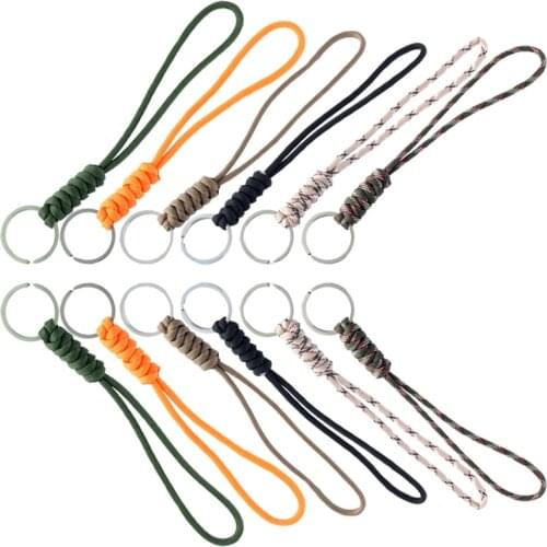 12PCS QingGear Handmade Parachute Cord Paracode Braided Tactical Knife Gear Lanyard with Keyring Survival Keychain Lanyards