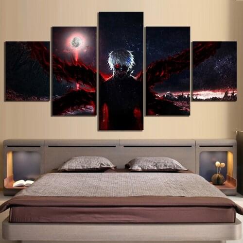 5 Panel Poster Japan Anime Tokyo Ghoul Canvas HD Print Wall Art Living Room Home Decor Painting Modular Pictures Home Decoration