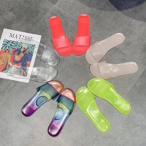 Transparent Women Shoes Beach Slippers Slides Fashion Summer Slippers Female Plus Size Shoes Woman Flat Flippers Chinelo Pantufa