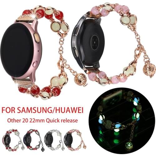 Woman Agate Watch Band for Samsung Galaxy Watch 3 41/45mm Strap Bracelet for Huawei Watch GT 2 Pro Luminous Beads Wristband
