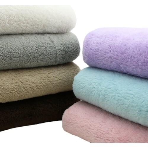 Wide 63" Thick Soft Warm Double Sides Coral Fleece Fabric Imitation Lamb Wool By the Half-Yard