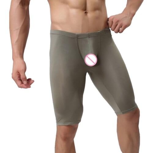 Men Clothing Elasticity Shorts For Men Mid Waist Knee Underpants Shorts Tight Pocket Pajama Breathable Trousers Streetwear Pants