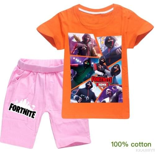 Fortnites Girls T shirts Two Piece Set Tracksuit Short Sleeve Shirt+ Shorts Street Style Streetwear&Pants Girls Sets