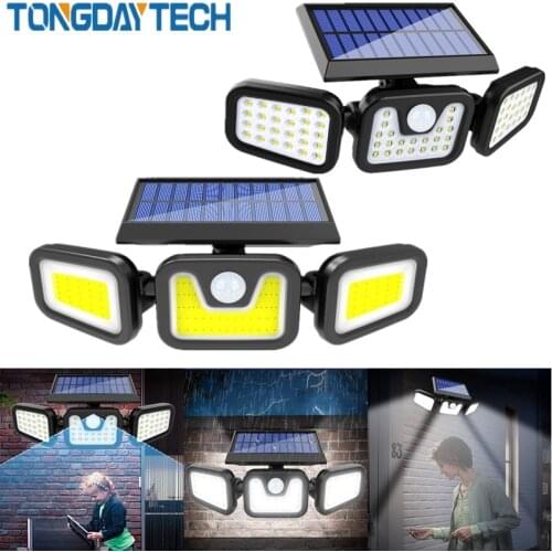 Tongdaytech LED Solar Light Outdoor Solar Lamp Powered Sunlight 3 Modes PIR Motion Sensor for Garden Decoration Wall Lamp Street
