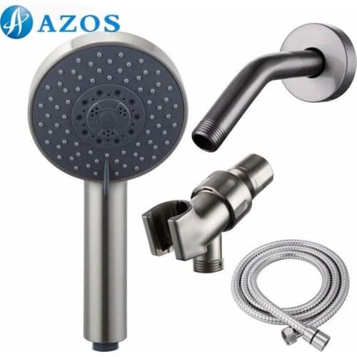 Bath Five Function Handheld Shower Head with Extra Long Hose and Shower Arm Mount Silver Stainless Steel 2 Color LYTZ018