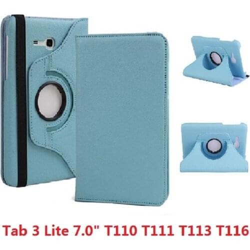 360 Degree Rotating Smart For Samsung Galaxy Tab 3 Lite 7.0" T110 T111 T113 T116 Coque Funda PU Leather Flip Stand Tablet Cover