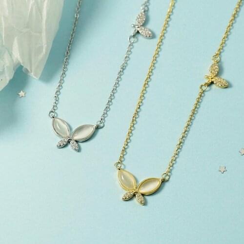 KOFSAC Beautiful Crystal Butterfly Necklace For Women 925 Sterling Silver Valentines Day Jewelry Luxury Clavicle Chain New Gift