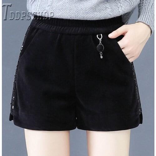 2019 Plus Size Slim Sequin Women Shorts High Waist Female Boots Shorts