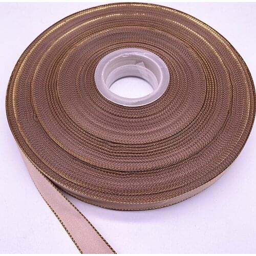 10-38mm Golden Edge Double Face Ribbon for Gift Packing Wedding Christmas DIY Bow Ribbons Crafts #10