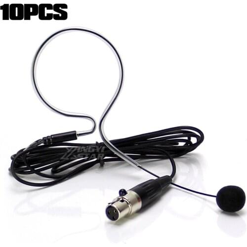 10Pcs Mini XLR 3 Pin TA3F Single Earhook Mic Headset Microphone For SAMSON Wireless Bletpack Transmitter T32M AL300 AR300 CB288
