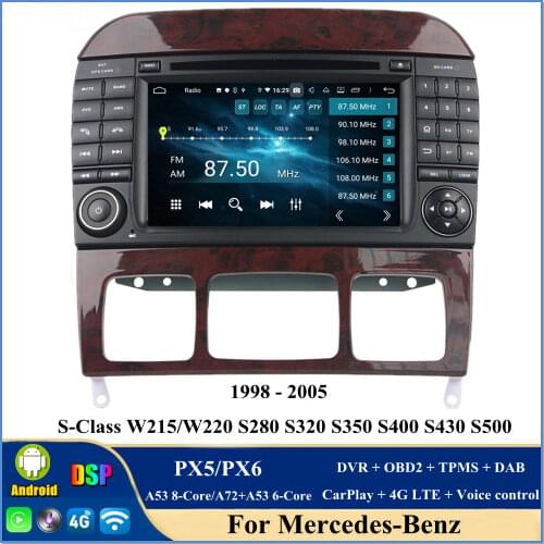 PX6 6-Core 7" Android 10 Car Audio DVD Radio GPS Bluetooth WIFI for Mercedes Benz S Class W220 S280 S320 S350 S400 S430 S500