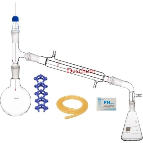 500ml 24/40 Glass Distillation Apparatus W/250ml Erlenmeyer Flask Vacuum Device