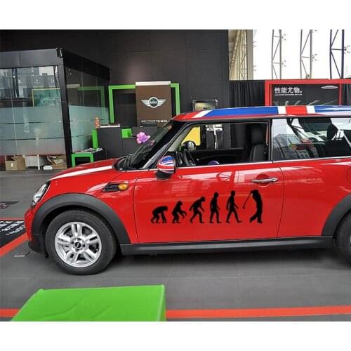 58cm x 26.36cm 2 x Evolution Golfer Golf Funny Graphical (one For Each Side) Car Sticker Truck Window Door Vinyl Decal 9 Colors