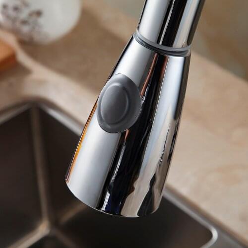 ABS Brushed Nickel Chrome Silver Sink Kitchen Pull Down Faucet Dual Spray Spout, Shower Head Kitchen Faucet Spout Accessories