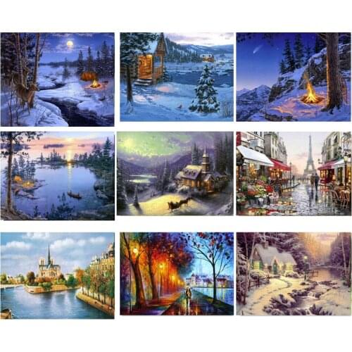 5D DIY Diamond Painting Setting sun Landscape Cross Stitch Round diamond painting rhinestones Mosaic home decoration gift FG1815
