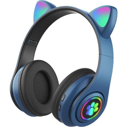 3D Surround Sound Cute Cat Ears Bluetooth 5.0 Wireless Headphone With Mic Can Control LED Kid Girl Stereo Music Headset Gifts