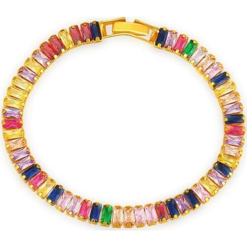 ZSLBS New Fashion Colorful Crystal Bracelets For Women Cubic Zirconia Tennis Bracelet Bangle Jewelry Gift Pulseras Mujer Femme