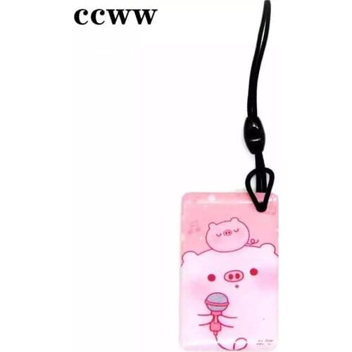 Cartoon Pink Pig UID S50 1K 13.56Mhz Writable Changeable NFC IC Key Tag Dropping Glue Waterproof Trinket Keyfobs Keychain RFID