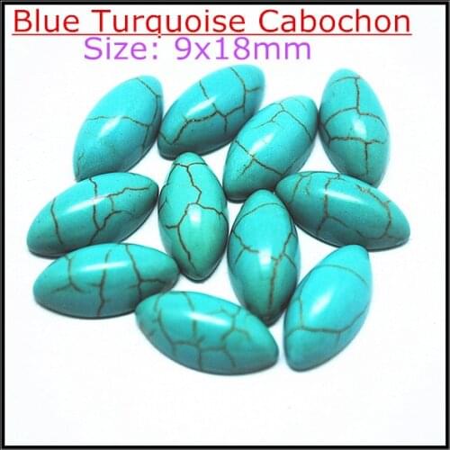 20 pcs blue turquoisee cabochon white howlite stone beads accessories size 9x18mm diy beads jewelry findings jewelry components