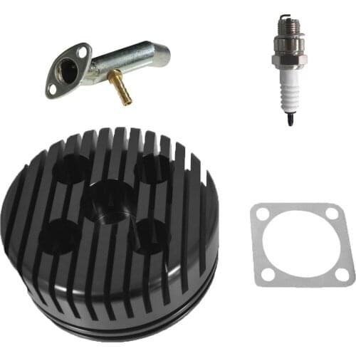 Black CNC Cylinder Head&Intake Manifold&Spark Plug For 80cc Motorized Bicycle