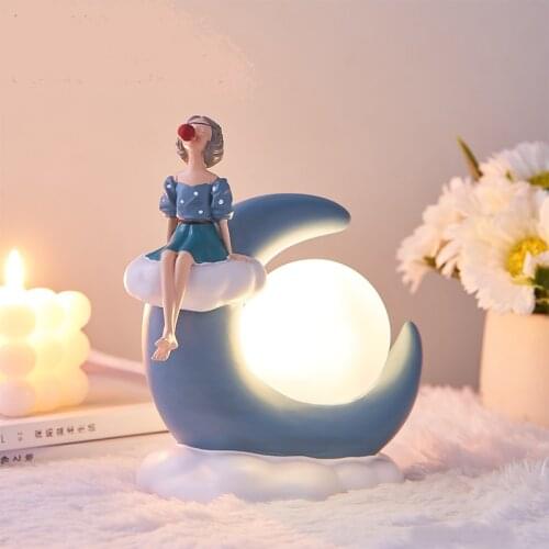 Bubble Girl Miniature Lights Desk Decor Resin Embellishments Decorations for Home Bedroom European Style Decor Birthday Gift