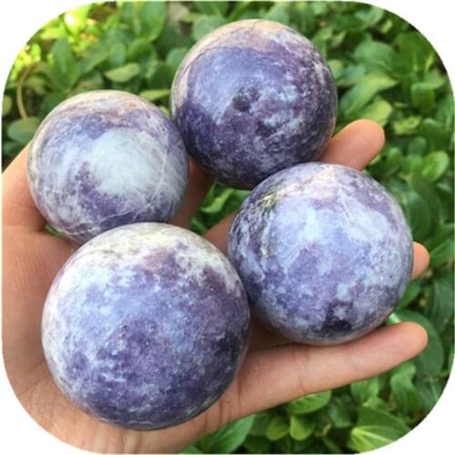 Purple Lepidolite Mica Balls Hand Carved Sphere Crystals Healing Stones For Home Decoration
