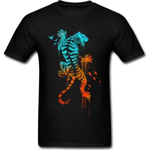 Watercolor Painting T-Shirts Wildlife Beast Animal Melted Survival 3D Tiger Tshirt For Men Hipster Hip Hop Brand Clothes T Shirt