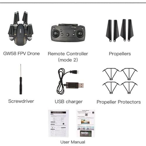 GW58 Wifi Control 4 Axis Drone 0.3MP/2MP Hovering Racing Helicopter Drone Hovering Racing Helicopter RC Drone Toys