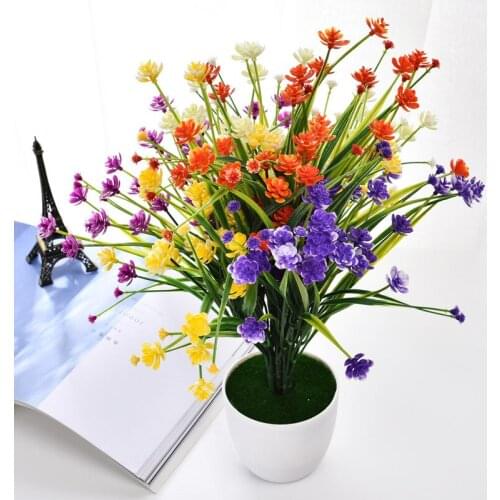 Artificial Flower 7 Frok Camellia Simulation Fake Flower Daffodil Ornaments Props Potted Flower Arrangement Spring Grass