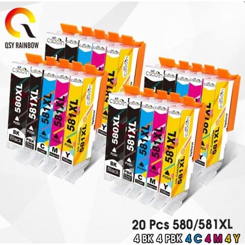 QSYRAINBOW 580 XL PGI 581 For Canon PGI580 580XL CLI 581XL Ink Cartridge Pixma TS6150 TS6151 TR7550 TR8550 TS8150 TS8151