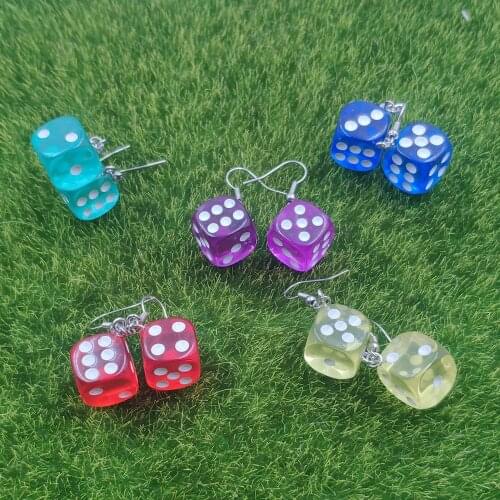 Colorful Dice Resin Cozy Casual Girl Baby Drop Earrings Women Female Birthday Unique Mother Mom Mothers Day Gift CS001-005